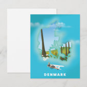Denmark map illustrated travel poster. (Front/Back)