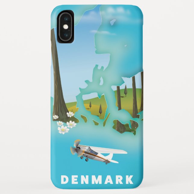 Denmark map illustrated travel poster. Case-Mate iPhone case (Back)