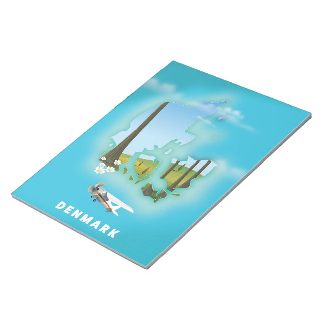 Denmark map illustrated travel poster. notepad (Angled)