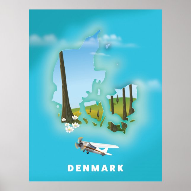 Denmark map illustrated travel poster. poster (Front)