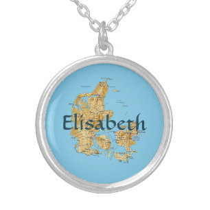 Denmark Map + Name Necklace