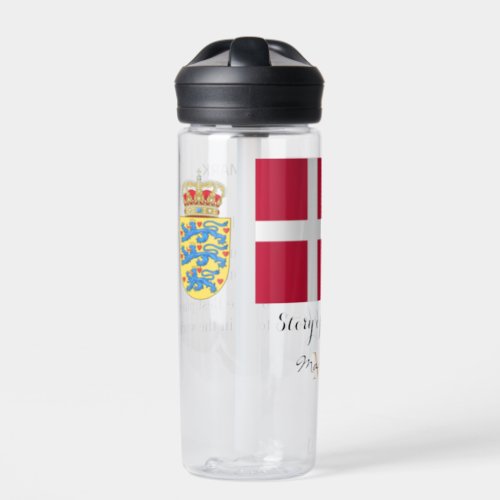 DENMARK _ monogrammed Fun Text Danish flag Water Bottle
