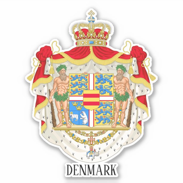 Denmark National Coat Of Arms Patriotic Sticker (Front)