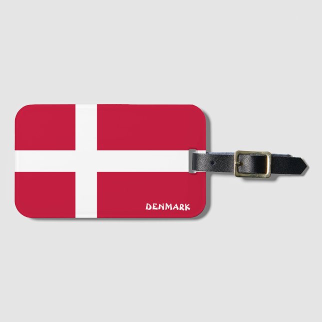 Denmark National Flag Patriotic Luggage Tag (Front Horizontal)