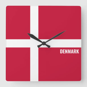 Denmark National Flag Patriotic Square Wall Clock