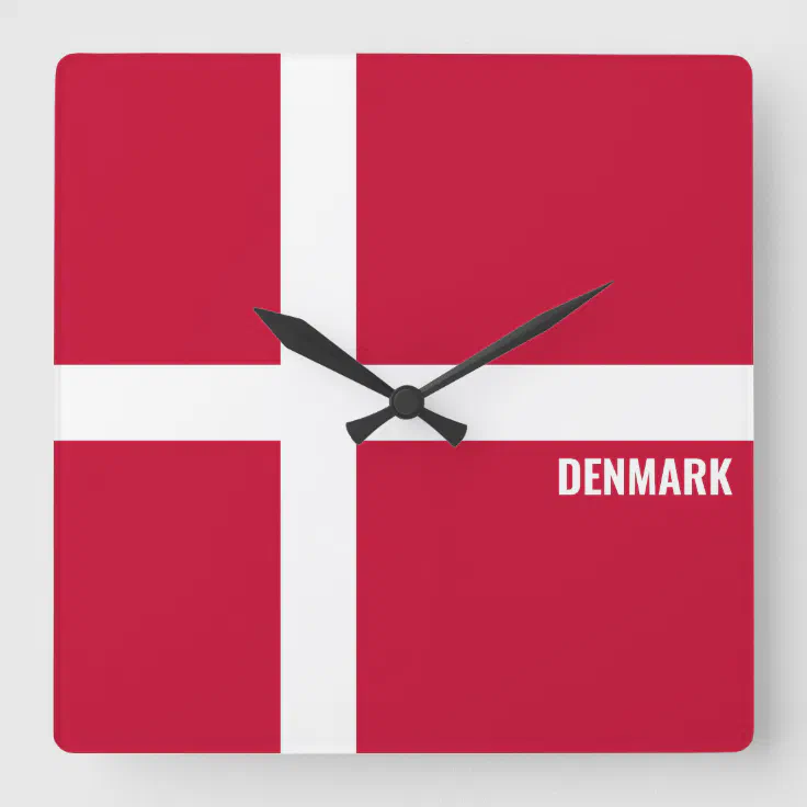 Denmark National Flag Patriotic Square Wall Clock Zazzle