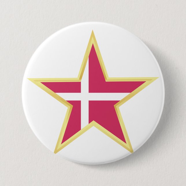 Denmark National Flag Star Shape Button (Front)