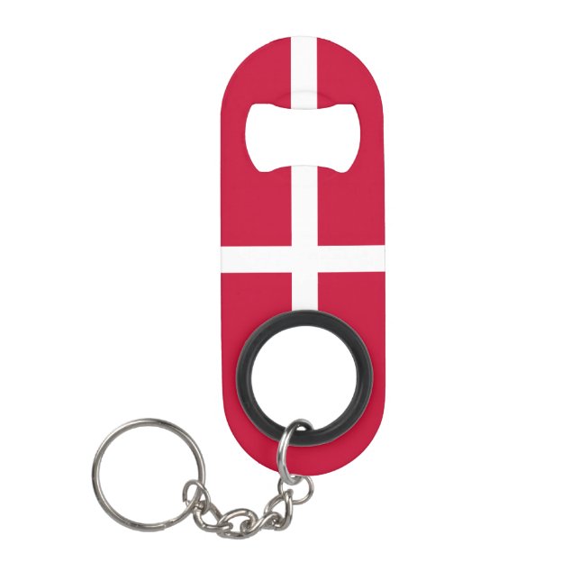 Denmark National Pride Patriotic Keychain Bottle Opener (Front)