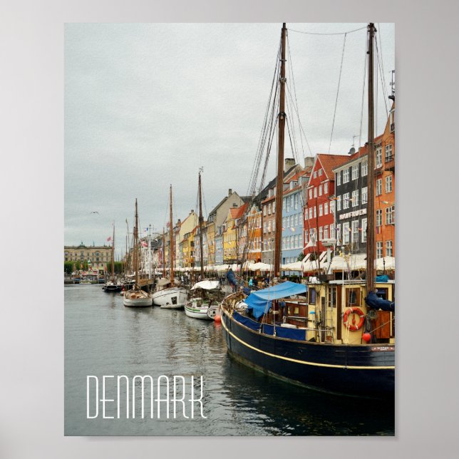 Denmark, Nyhavn street boats Poster (Front)