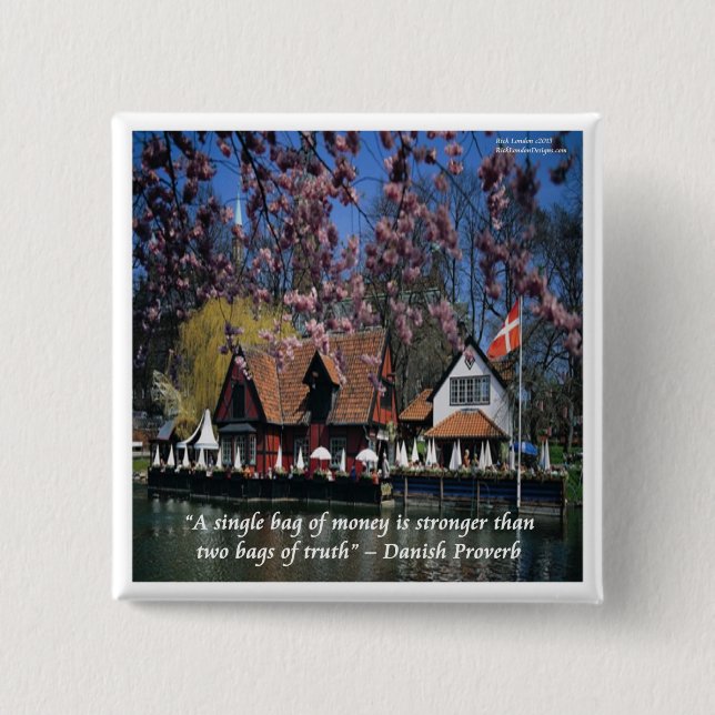Denmark Photo & Famous Proverb Pinback Button (Front)