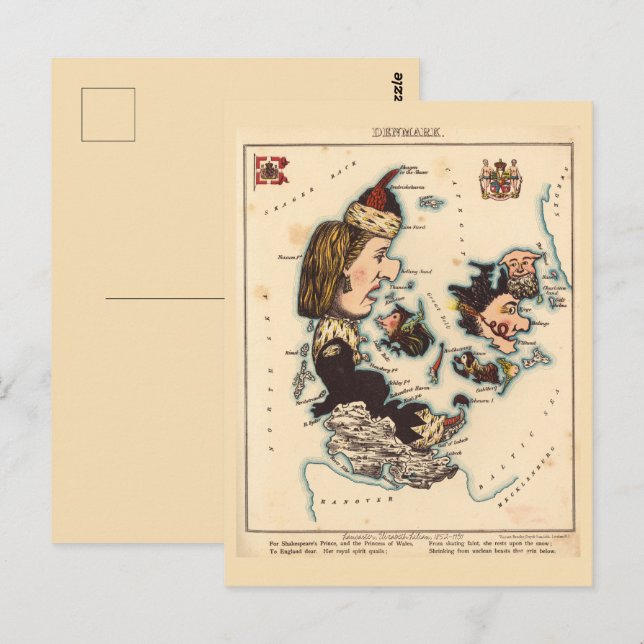Denmark Pictorial maps Vintage Postcard (Front/Back)