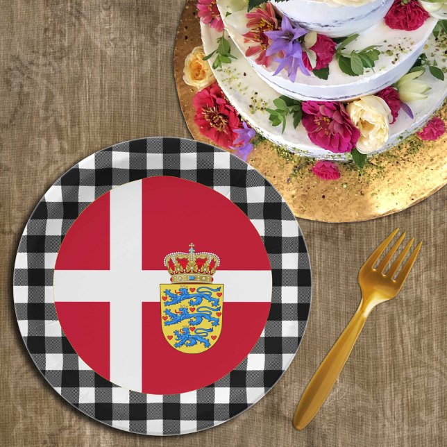 Denmark Plate, buffalo plaid & Danish Flag Paper Plates (Creator Uploaded)