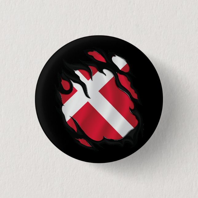 Denmark Ripped Flag Button (Front)