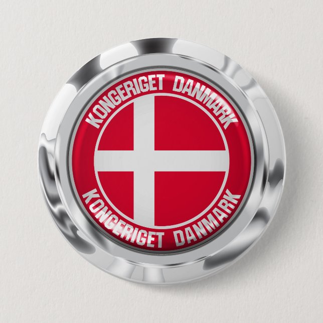 Denmark Round Emblem Button (Front)