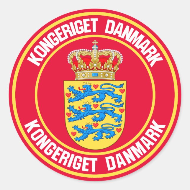 Denmark Round Emblem Classic Round Sticker (Front)