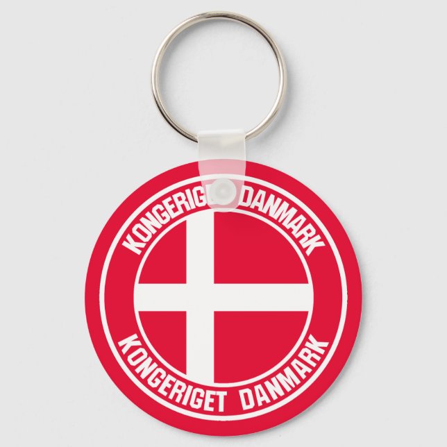 Denmark Round Emblem Keychain (Front)