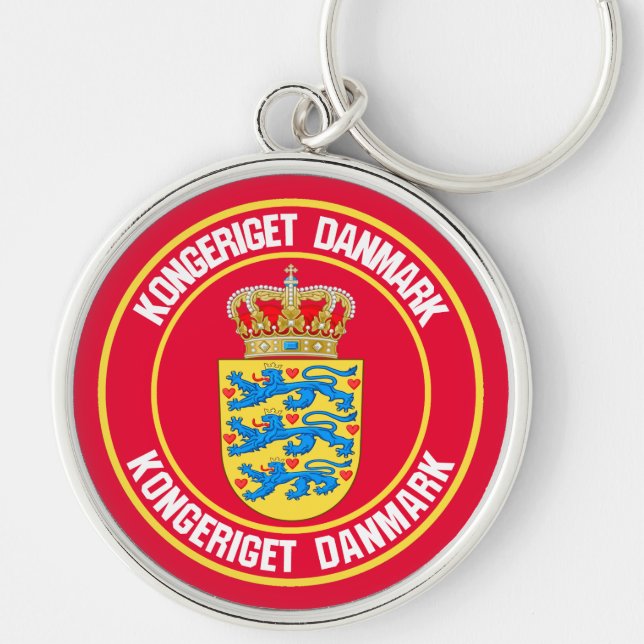 Denmark Round Emblem Keychain (Front)