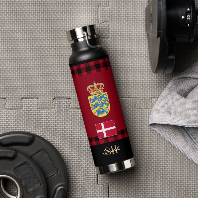 Denmark Rustic Vacuum Insulated, Danish Flag Water Bottle (Gym)