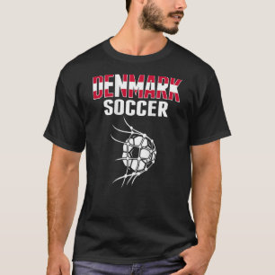 Denmark Soccer Ball In Net Goal   Danish Football  T-Shirt