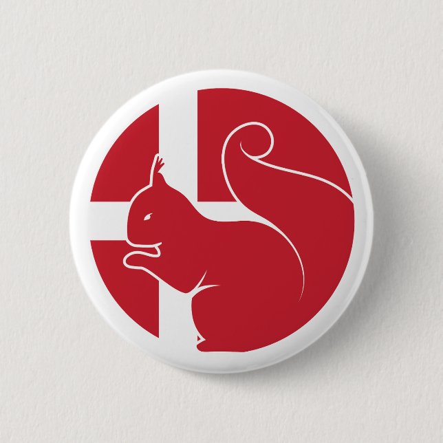 Denmark Squirrel Danish National Animal Flag Button (Front)