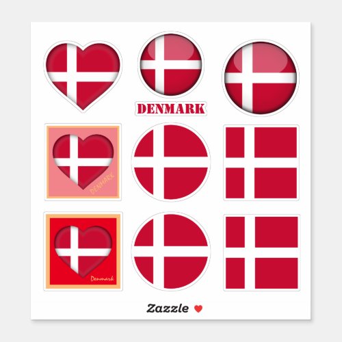 Denmark stickers  Danish Flag Heart sports
