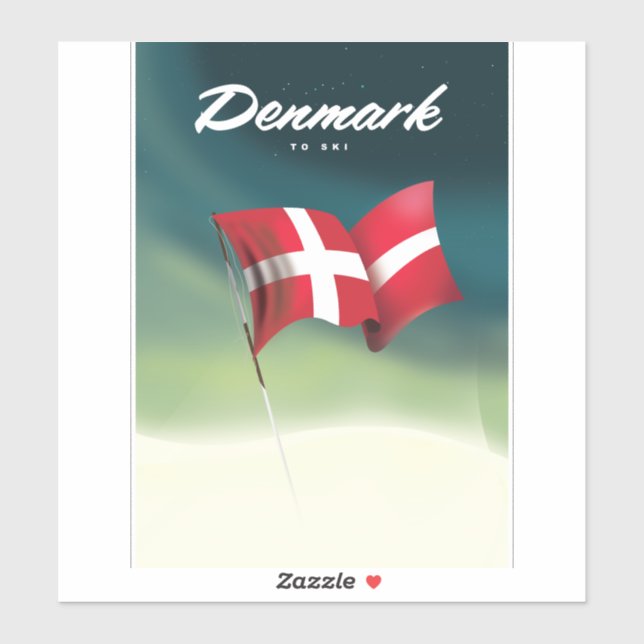 Denmark "To ski" Travel poster Sticker (Sheet)