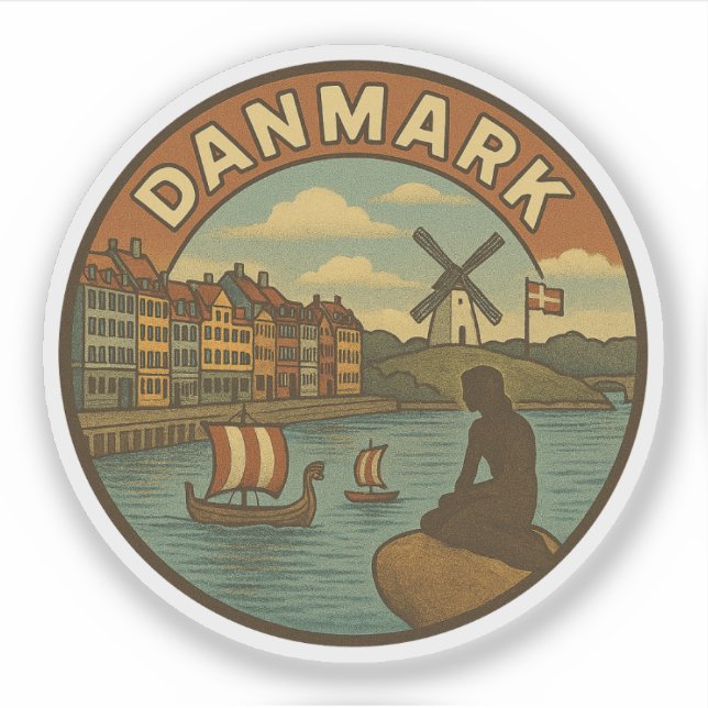 Denmark Travel Vintage Sticker (Front)