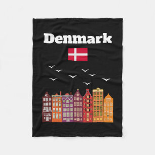 Denmark Vacation Lover Travel Souvenir Danish Flag Fleece Blanket