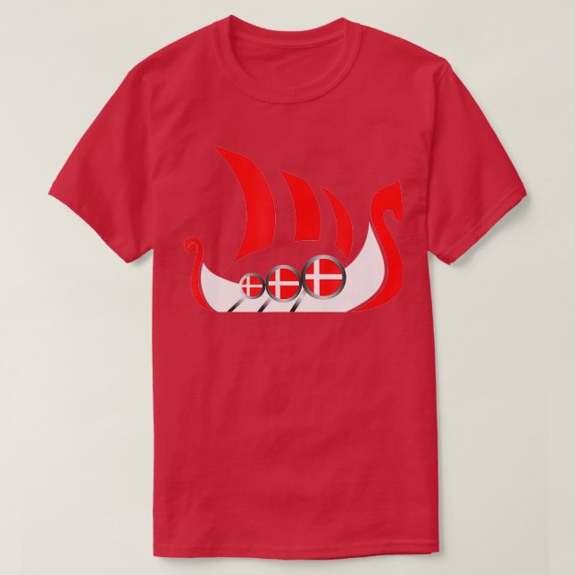 Denmark Viking Ship Danish Flag Dragon Boat T-Shirt (Design Front)