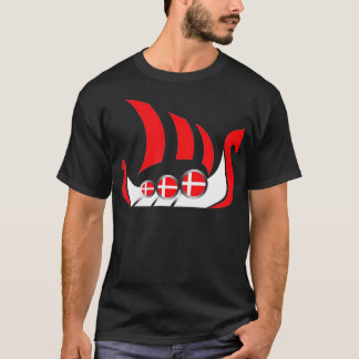 Denmark Viking Ship Danish Flag Dragon Boat T-Shirt