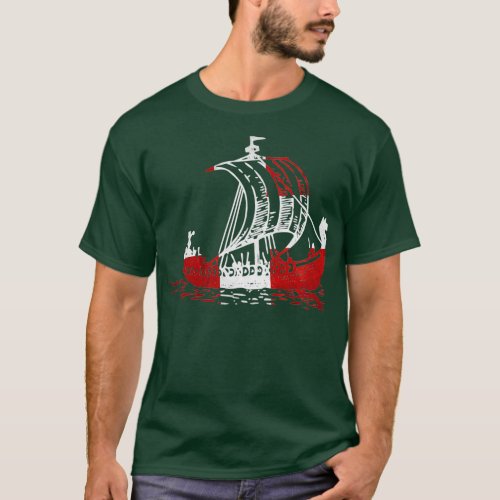 Denmark Viking ship Danish flag T_Shirt