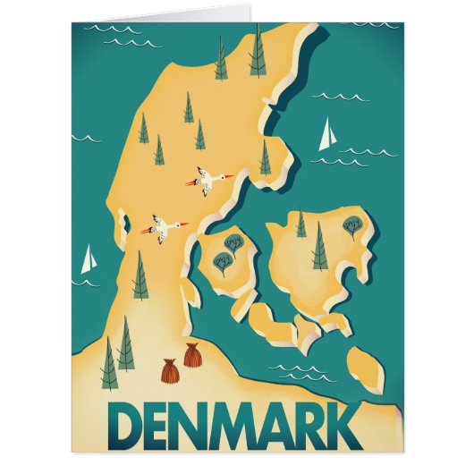 Denmark Vintage style map travel poster (Front)