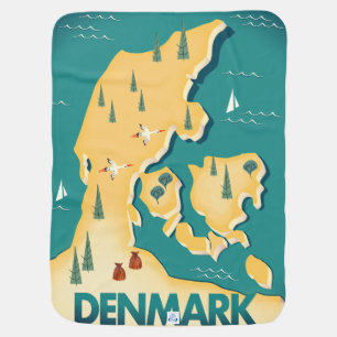 Denmark Vintage style map travel poster Baby Blanket