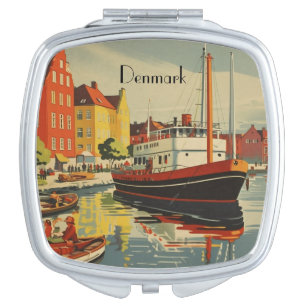 Denmark Vintage Travel Poster customizable Compact Mirror