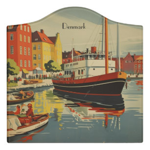 Denmark Vintage Travel Poster customizable Door Sign