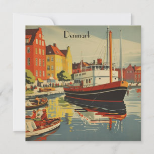 Denmark Vintage Travel Poster customizable Holiday Card