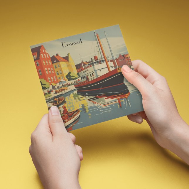 Denmark Vintage Travel Poster customizable Holiday Card (Creator Uploaded)