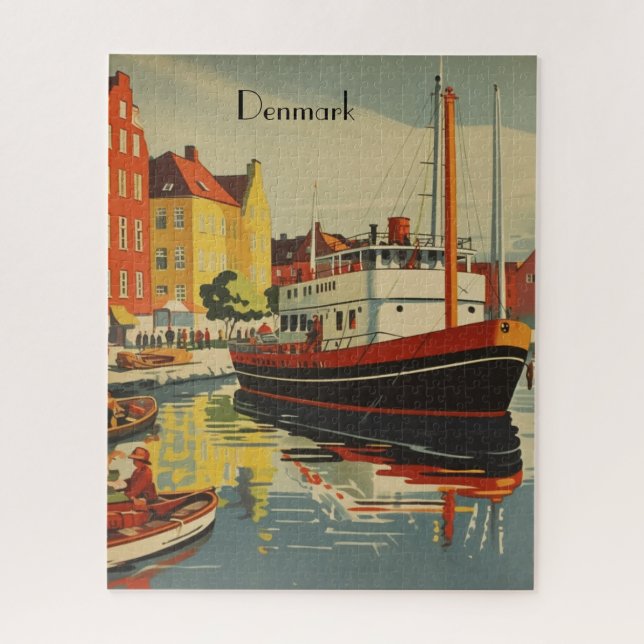 Denmark Vintage Travel Poster customizable Jigsaw Puzzle (Vertical)