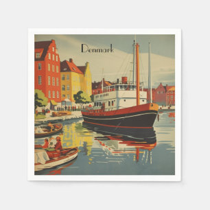 Denmark Vintage Travel Poster customizable Napkins