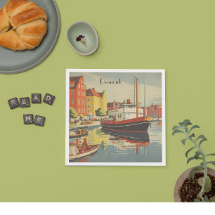 Denmark Vintage Travel Poster customizable Napkins