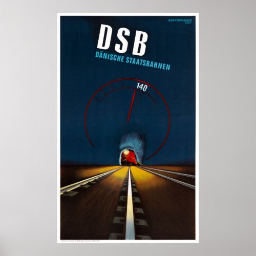 Denmark Vintage Travel Poster Restored