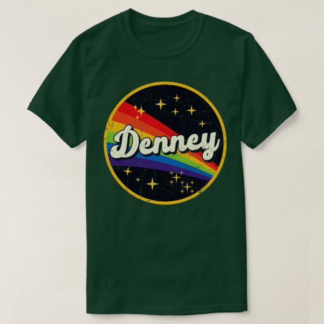Denney Rainbow In Space Vintage GrungeStyle T-Shirt (Design Front)