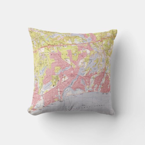 Dennis and Yarmouth Massachusetts Map 1974 Throw Pillow