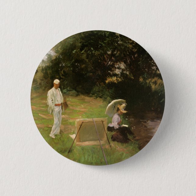 Dennis Miller Bunker Painting at Calcot by Sargent Pinback Button (Front)