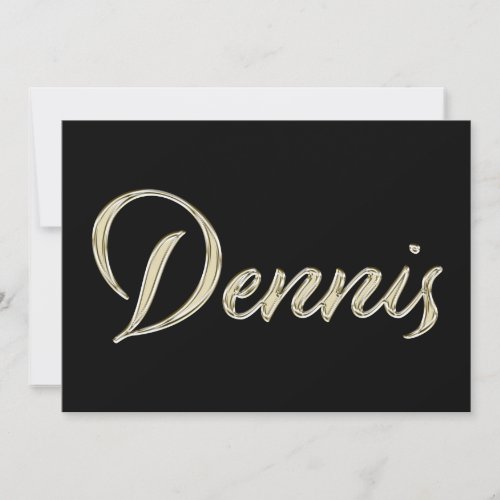 Dennis Name white gold Handwriting Card