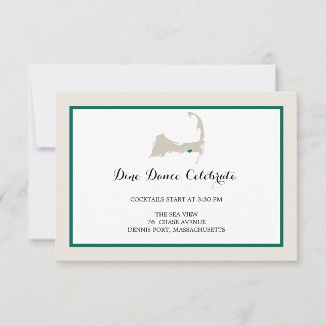 Dennis Port Cape Cod with heart | Reception Invitation (Front)