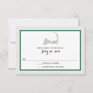 Dennis Port Cape Cod with heart   Wedding RSVP Card