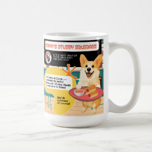 DENNY'S STUBBY SAUSAGES Corgi Art Muse Recipe Coffee Mug