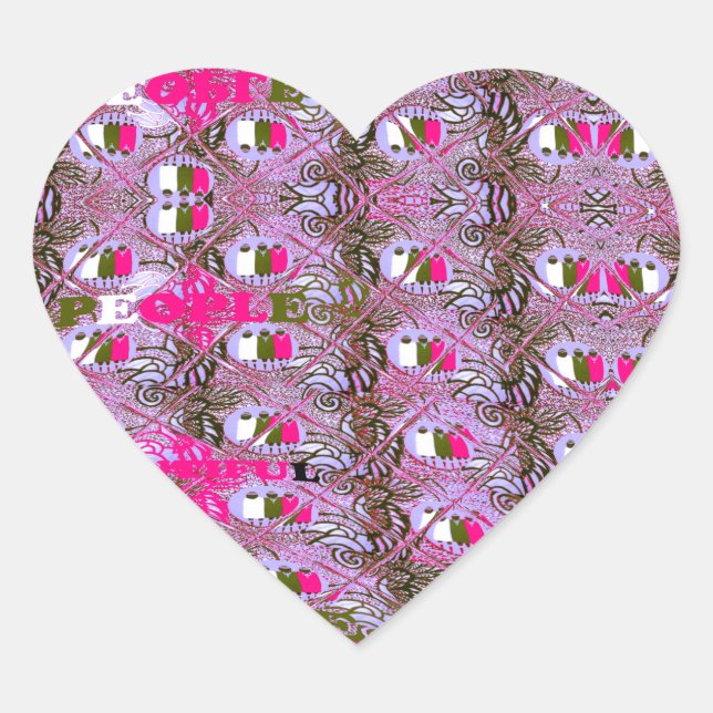 Dense and Intricate Abstract Pattern Art Print Heart Sticker (Front)