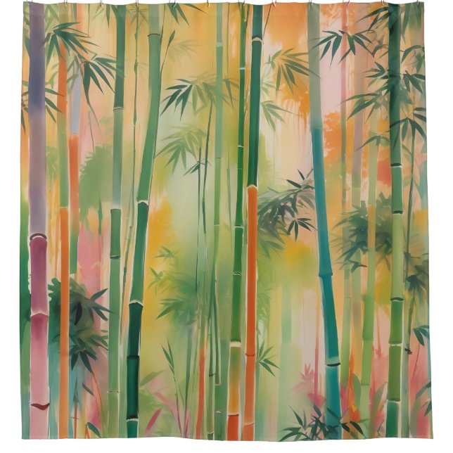 Dense Bamboo Forest at Sunset Shower Curtain (Front)